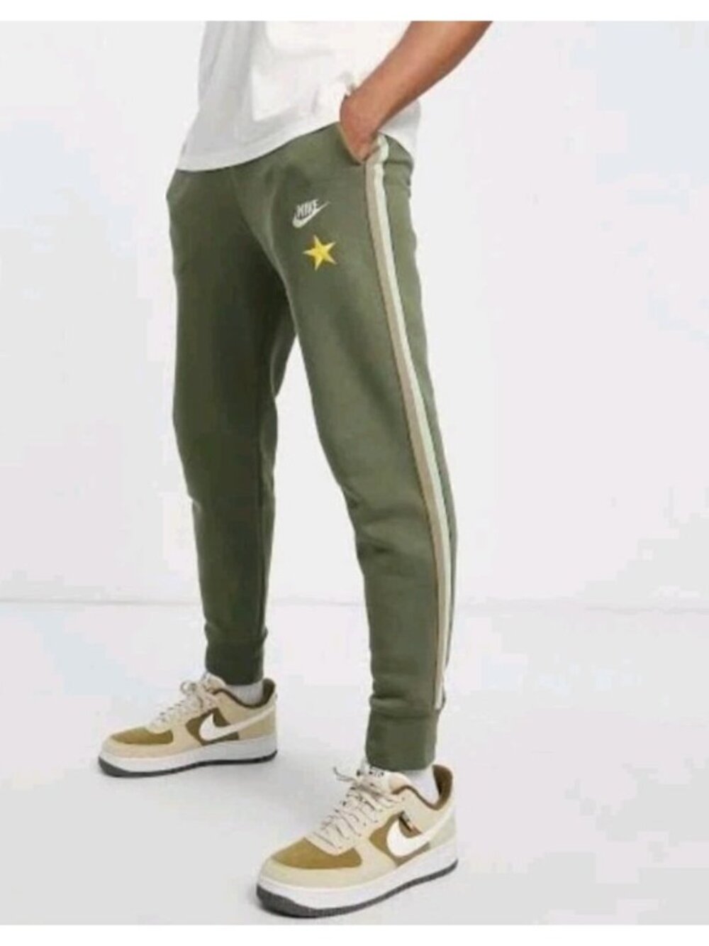 Nike Sportswear Club Fleece Stories Jogger Olive Star Sz M Estimated Preowned
